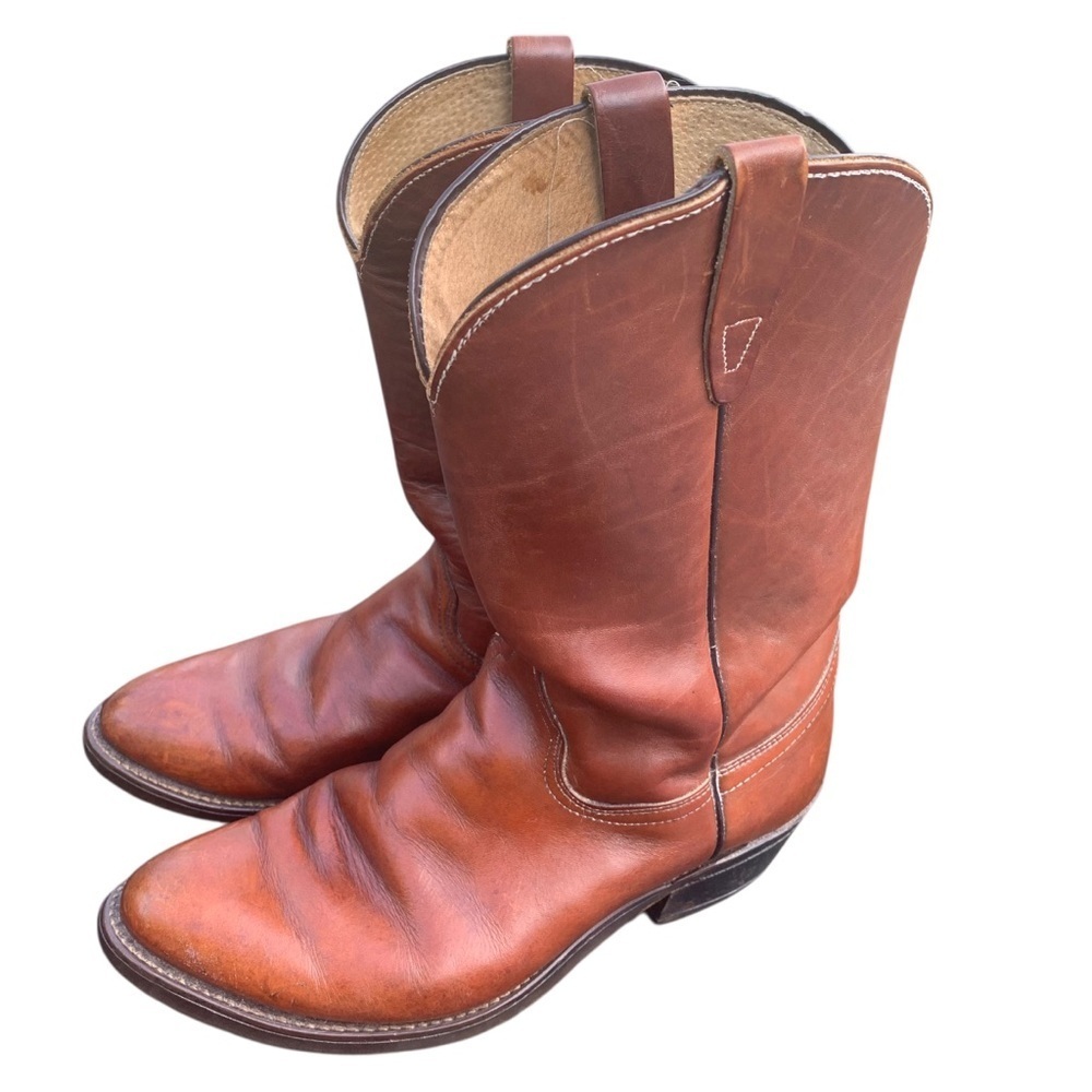 Vintage Walker Western Brown Leather Cowboy Boots Men’s Size 8